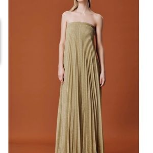 Halston Heritage Juliet Metallic Strapless Gown Sz 2